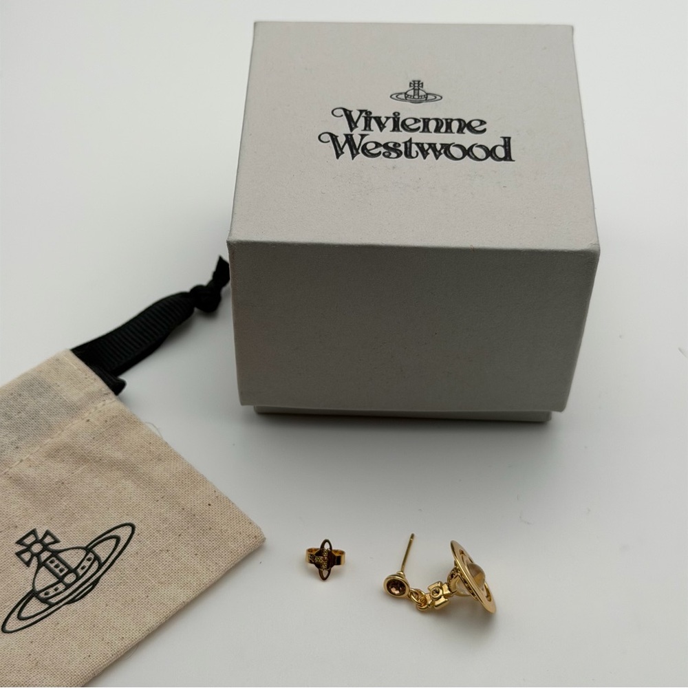 VIVIENNE WESTWOOD PETIT ORB DROP EARRINGS – GOLD TONE - Picture 5 of 5
